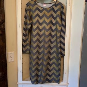 LuLaRoe Long sleeve Gold & Black Elegant Dress